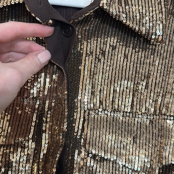 Banana Republic Ulla Sequin Shirt in Gold - XL TALL - Picture 6 of 9